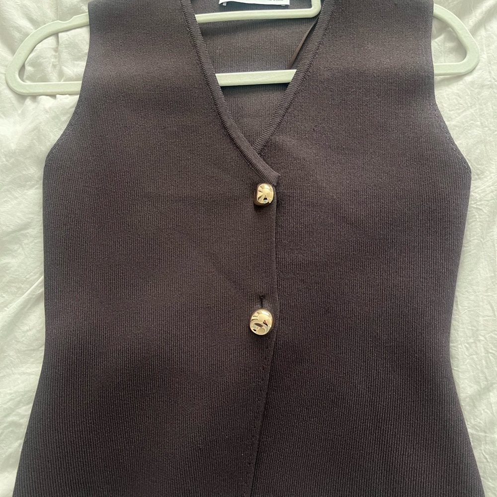 Zara Brown Buttoned Vest